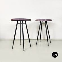 Load image into Gallery viewer, Black and purple plum metal bar tables, 1950s
