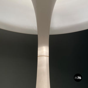 White plastic table lamp with chromed steel detail, 1950s