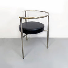 Load image into Gallery viewer, Cockpit shape leather and steel side chair, 1980s
