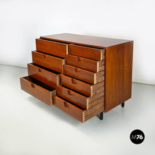 Load image into Gallery viewer, Wood and black metal chest of drawers, 1960s
