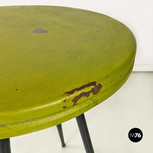 Black and acid green metal bar tables, 1950s