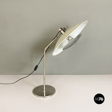 Load image into Gallery viewer, Chromed steel and white metal adjustable table lamp, 1970s
