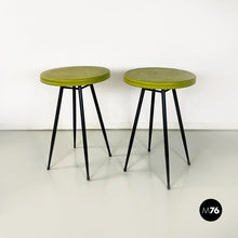 Charger l&#39;image dans la galerie, Black and acid green metal bar tables, 1950s
