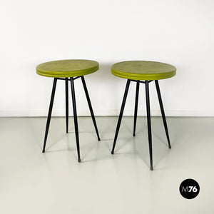 Black and acid green metal bar tables, 1950s