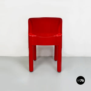 Red plastic chairs by Carlo Bartoli for Kartell, 1970s