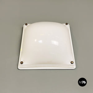 Wall or ceiling white plexiglass and metal lamp, 1970s