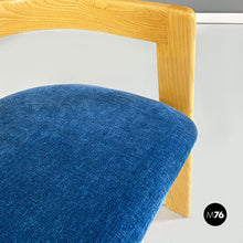 Load image into Gallery viewer, Solid wood and dark blue original velvet tub chairs, 1980s
