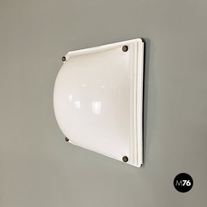 Wall or ceiling white plexiglass and metal lamp, 1970s