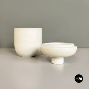 White marble bowl with removable lid, 1980s