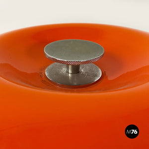 Space Age orange plastic and opaline glass table lamp, 1970s