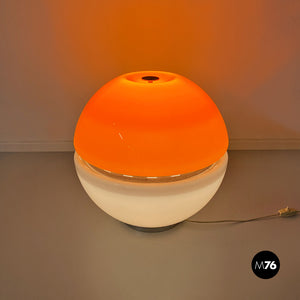 Space Age orange plastic and opaline glass table lamp, 1970s