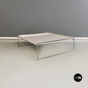 Steel and white plastic Trays coffee table by Piero Lissoni for Kartell, 1990s