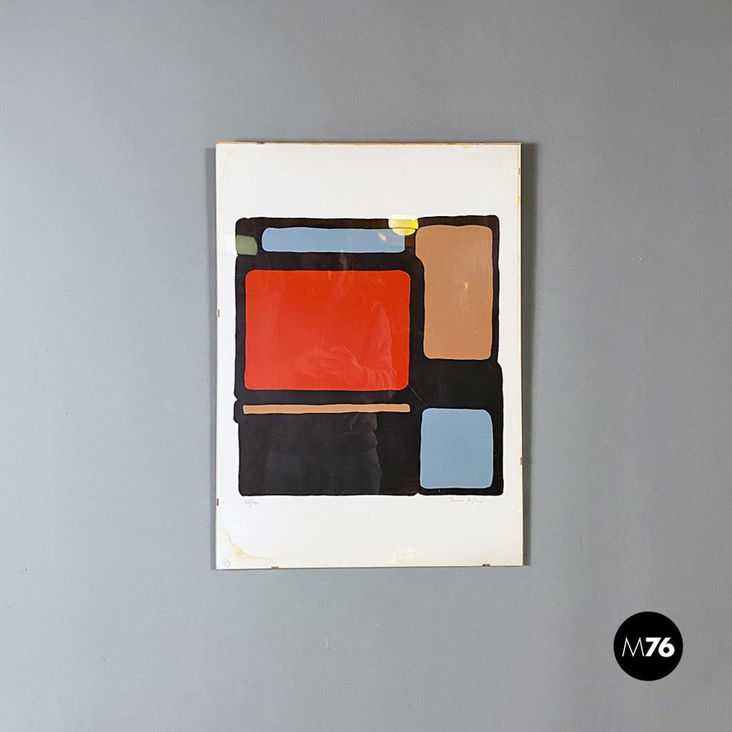 Colored abstract painting from an milanese house-studio, 1970s