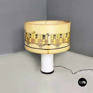 Metal and parchment table lamp, 1970s