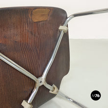 将图片加载到图库查看器，Wood single shell and chromed steel rods legs chairs, 1960s
