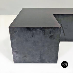 Glossy black laminate display units or coffee tables, 1980s