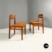 将图片加载到图库查看器，Teak and cognac leather pair of chairs, 1960s

