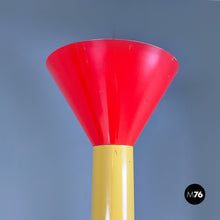 Load image into Gallery viewer, Grey, red and yellow steel Callimaco floor lamp by Ettore Sottsass for Artemide, 1982
