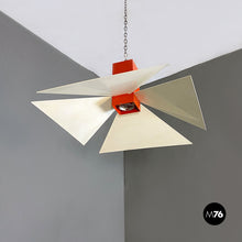 Load image into Gallery viewer, Orange and white metal chandelier, 1980s

