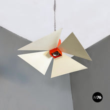 Load image into Gallery viewer, Orange and white metal chandelier, 1980s
