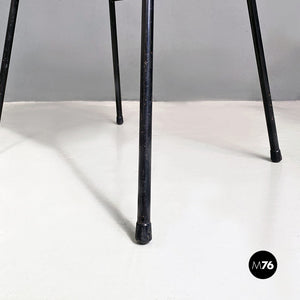 Black metal and yellow plastic footrest or stool, 1960s