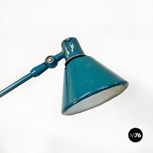 Teal colored metal Aure clamp lamp by Stilnovo, 1960s