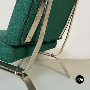 Steel and green cotton armchairs by Gastone Rinaldi for Rima, 1970s