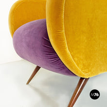 Load image into Gallery viewer, Purple and yellow armchair, 1960s
