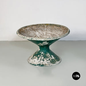 Conical green concrete Diable planter or vase by Willy Gulh, 1950s