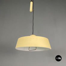 Load image into Gallery viewer, Light yellow metal and brass chandelier with up and down method, 1960s
