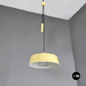 Light yellow metal and brass chandelier with up and down method, 1960s