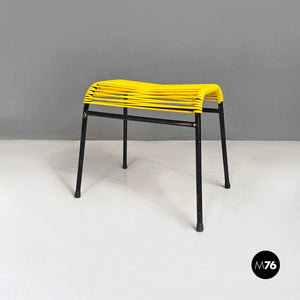 Black metal and yellow plastic footrest or stool, 1960s