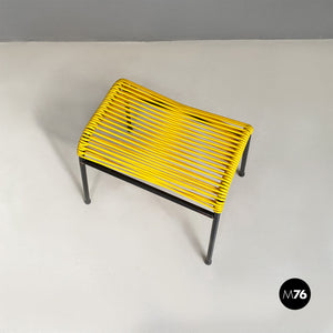 Black metal and yellow plastic footrest or stool, 1960s