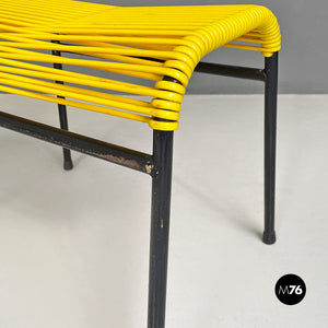 Black metal and yellow plastic footrest or stool, 1960s