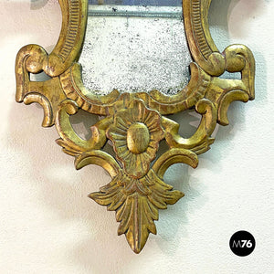 Baroque mercury glass mirror with with frame in gilded wood, 1700s