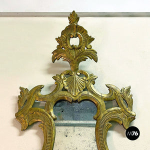 Baroque mercury glass mirror with with frame in gilded wood, 1700s