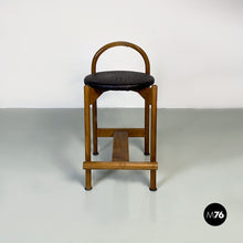 Load image into Gallery viewer, Wooden structure and faux leather seat high stool, 1970s

