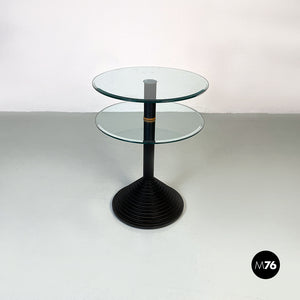 Metal structure and glass double round top, 1980s
