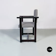 Load image into Gallery viewer, Black lacquered wood and pied de poule cotton armchair, 1970s
