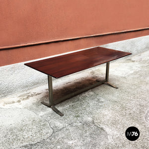 Wood top and steel base desk table by Formanova, 1970s