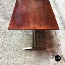 将图片加载到图库查看器，Wood top and steel base desk table by Formanova, 1970s
