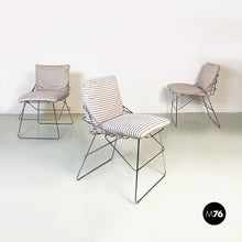 将图片加载到图库查看器，Chromed metal and cotton Sof Sof chairs by Enzo Mari for Driade, 1980s
