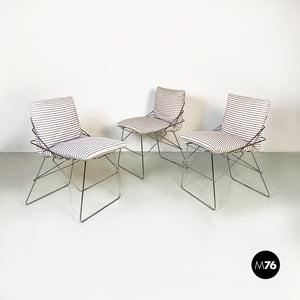 Chromed metal and cotton Sof Sof chairs by Enzo Mari for Driade, 1980s