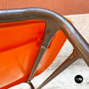 Stackable orange plastic chairs, 1960s