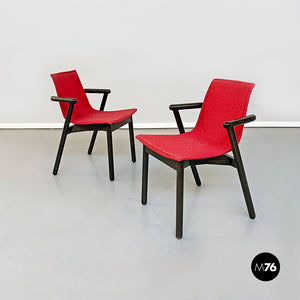 Red Villabianca chairs by Vico Magistretti for Cassina, 1985