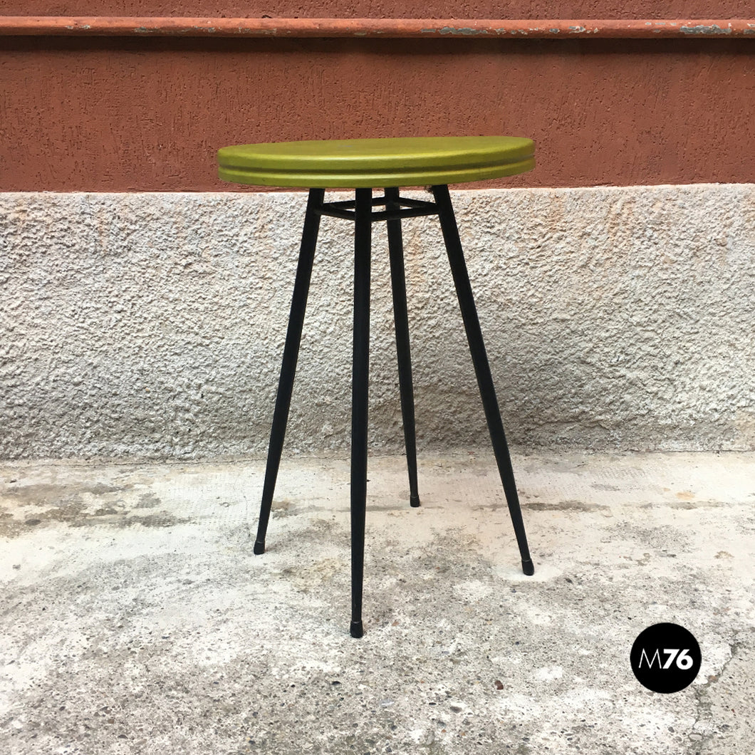 Small bar table with round green top, 1950s