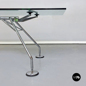 Lot - A design 'Nomos' desk by Norman Foster, glass and leather on a Lot - A design 'Nomos' desk by Norman Foster, glass and leather on a