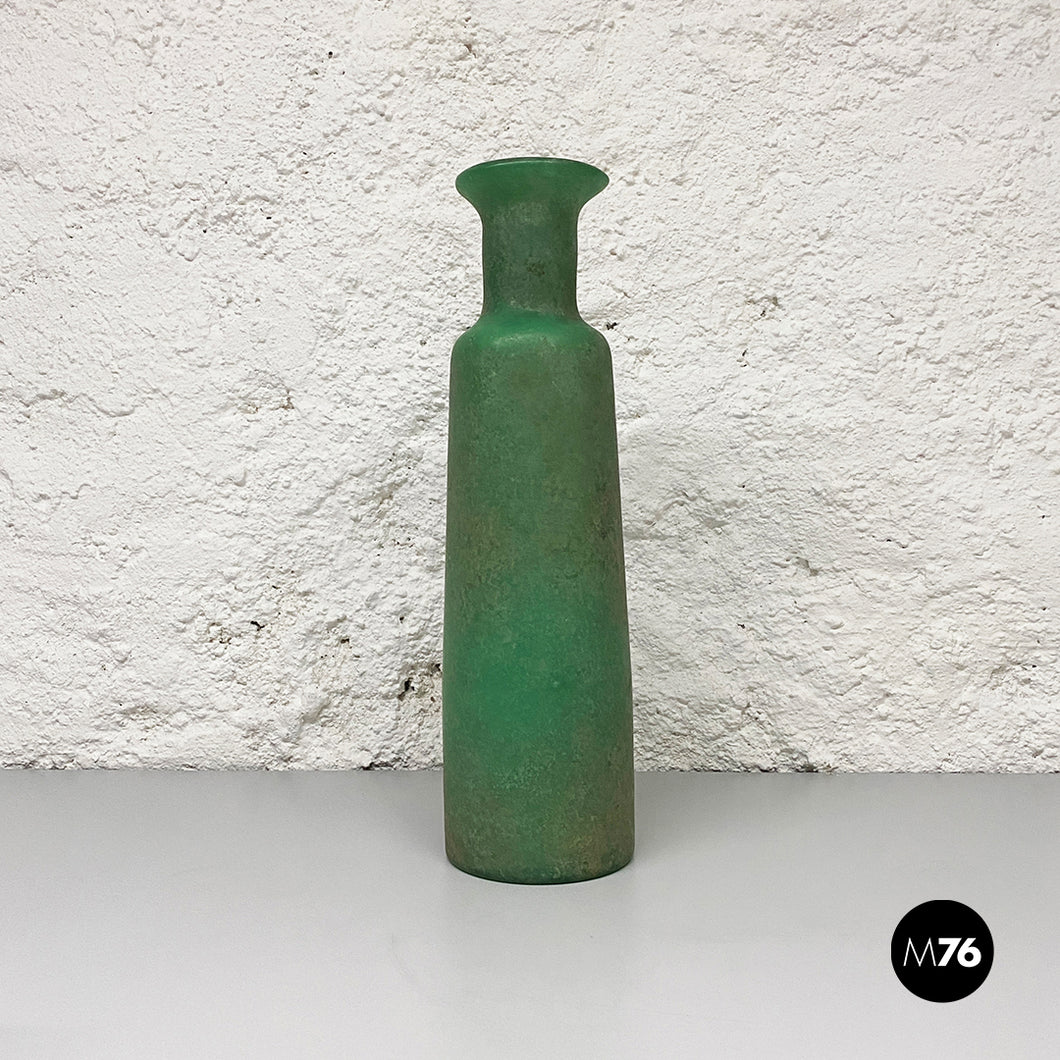 Green scavo glass vase, 1960s